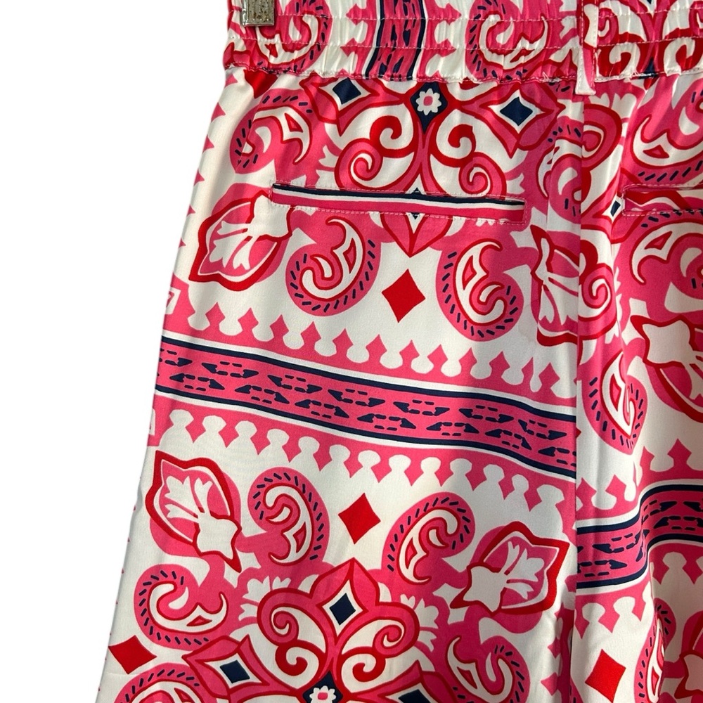 House of Harlow pink boho chic bohemian satin wide leg flare pants S - Picture 4 of 7